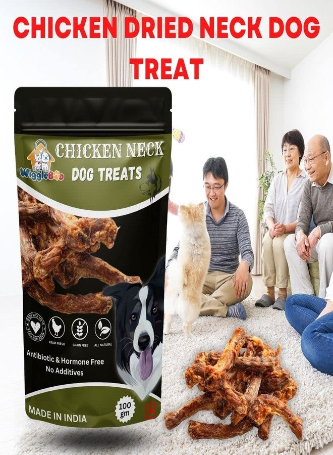 WiggleBoo Healthy & Tasty Dried Treats for Dogs, Puppy - All-Natural Snack Loaded with Protein and Flavor (100grm) (Dried Chicken Neck) - Image 2