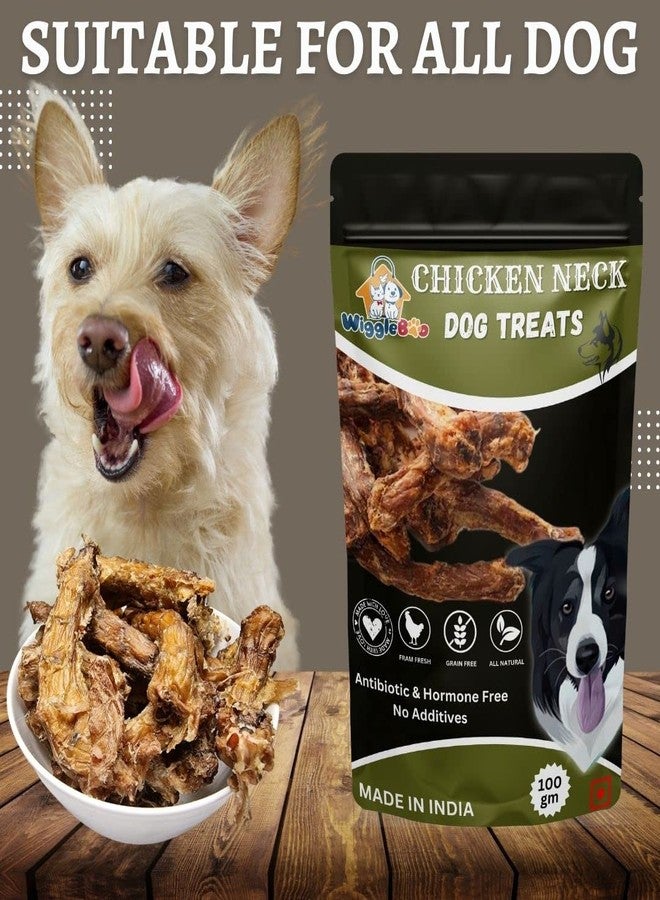 WiggleBoo Healthy & Tasty Dried Treats for Dogs, Puppy - All-Natural Snack Loaded with Protein and Flavor (100grm) (Dried Chicken Neck) - Image 3