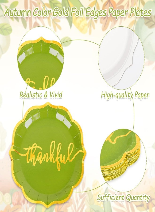 Whaline 24 Pcs Fall Thanksgiving Paper Plates Gold Foil Scalloped Disposable Plates 3 Colors Thankful Dinner Plate for Autumn Tableware Supplies Table Decor, 9 Inch - Image 3