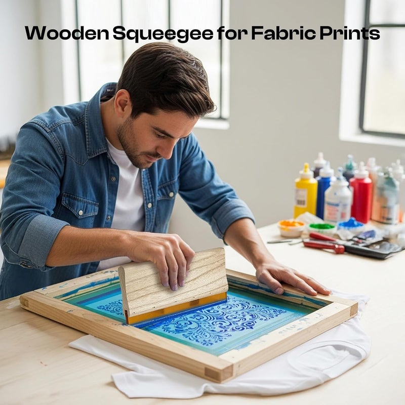 Caydo إطار طباعة الشاشة مع مكشطة طباعة الشاشة لتي شيرتات، حقائب الظهر، حقائب اليد للطباعة اليدوية، 10 × 14 بوصة إطار خشبي بشاشة حريرية مع شبكة بيضاء 110 - Image 4