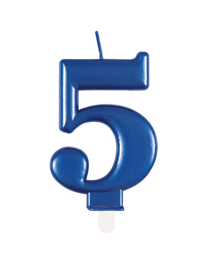 Unique Met Blue Number 5 Birthday Candle - Image 1