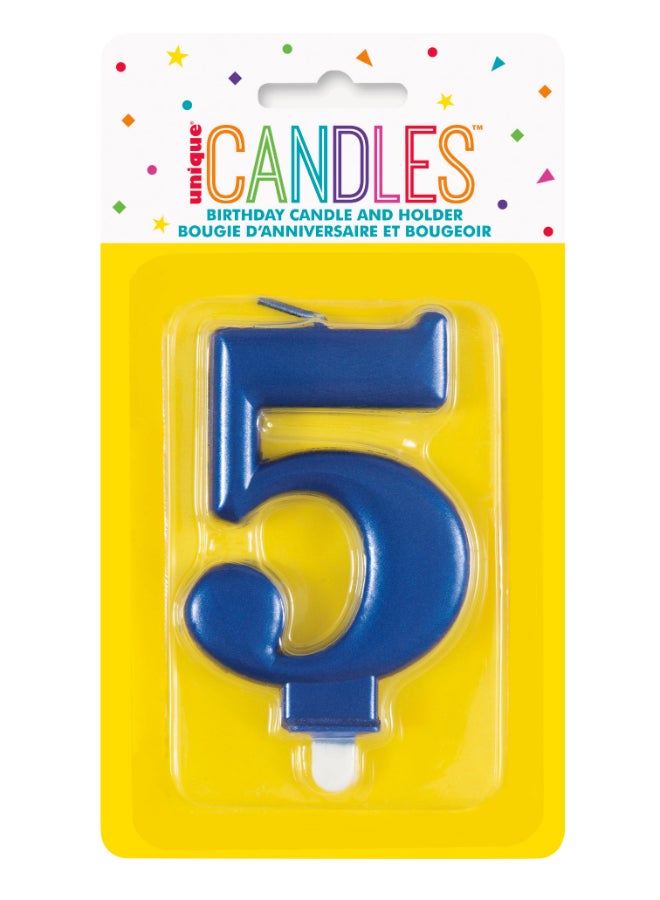 Unique Met Blue Number 5 Birthday Candle - Image 2