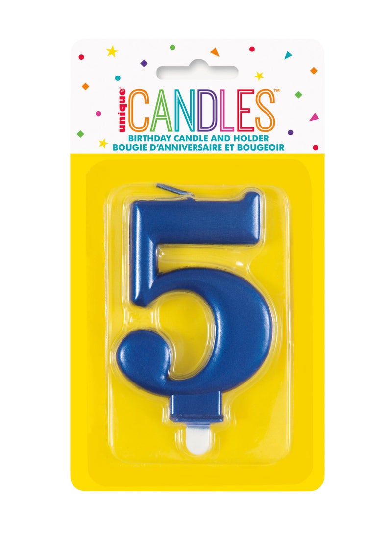 Unique Met Blue Number 5 Birthday Candle - Image 3