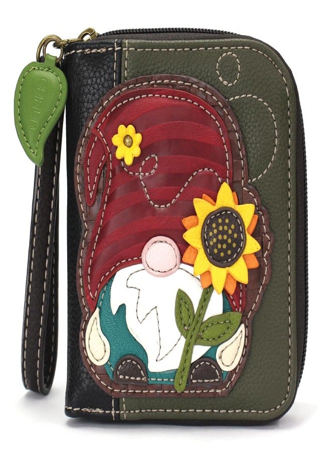 CHALA Handbags- Zip Around Wallet, Wristlet, 8 Credit Card Slots Sturdy Coin Purse for women (Gnome - Olive) - Image 1