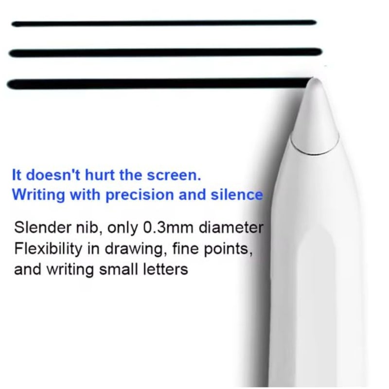 قلم ستايلس لجهاز iPad، Apple Pencil، iPad Pencil، 2025، رفض راحة اليد، حساسية الميل، عالمي، متوافق مع Android وMS، جميع أجهزة iPad 6/7/8/9/10/11، Pro، M4، Air 3/4/5/M2/M3، Mini 5/6 - أبيض - Image 4