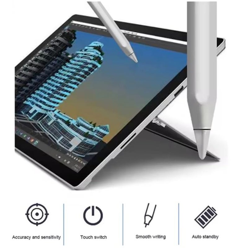 قلم ستايلس لجهاز iPad، Apple Pencil، iPad Pencil، 2025، رفض راحة اليد، حساسية الميل، عالمي، متوافق مع Android وMS، جميع أجهزة iPad 6/7/8/9/10/11، Pro، M4، Air 3/4/5/M2/M3، Mini 5/6 - أبيض - Image 2