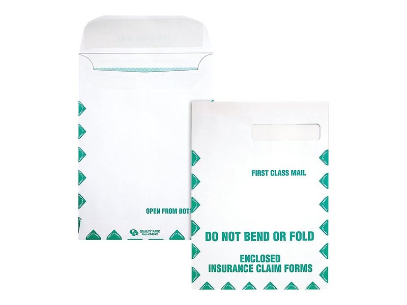 Quality Park Health Claim Insurance Envelopes, with Security Tint and First Class Border, for Medicare Form HCFA-1508 and other Healthcare Forms, 28 lb. White Wove, 100/Box (QUA54692) - Image 3