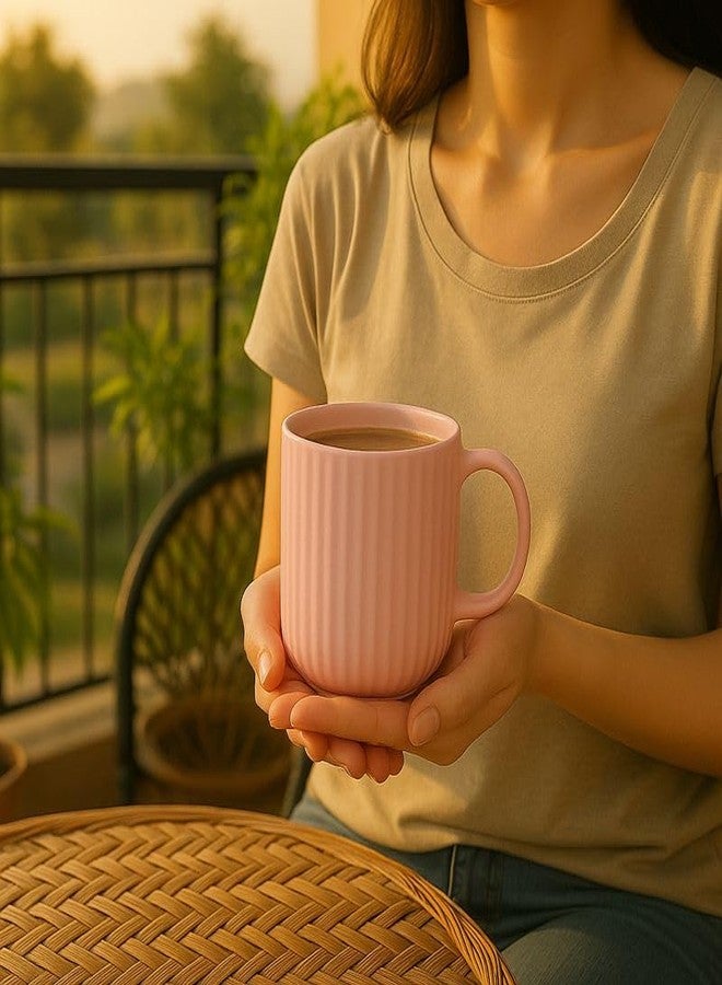 KITTENS Ceramic Coffee Mugs 300ml - Set of 4 - Handcrafted Pastel Pink with Vertical Line Design | Microwave & Dishwasher Safe | Food Grade | Ideal for Tea, Coffee, Gifting & Daily Use - Image 4