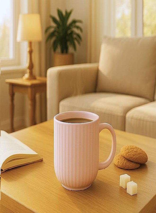KITTENS Ceramic Coffee Mugs 300ml - Set of 4 - Handcrafted Pastel Pink with Vertical Line Design | Microwave & Dishwasher Safe | Food Grade | Ideal for Tea, Coffee, Gifting & Daily Use - Image 3