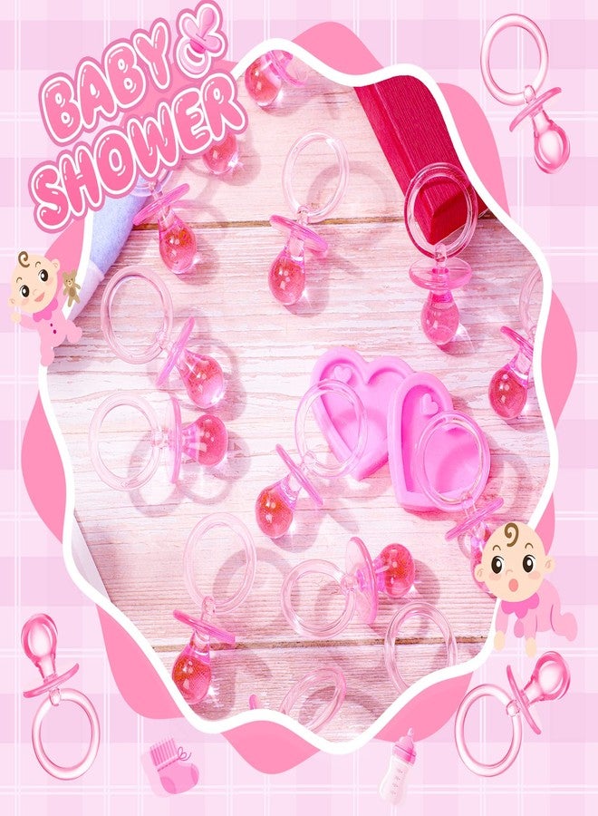 Coume 100 Pcs 2.5 Inch Baby Shower Pacifiers Acrylic Mini Baby Pacifiers Gifts Gender Reveal Party Favors for Gender Neutral Game Birthday Supplies(Pink) - Image 4