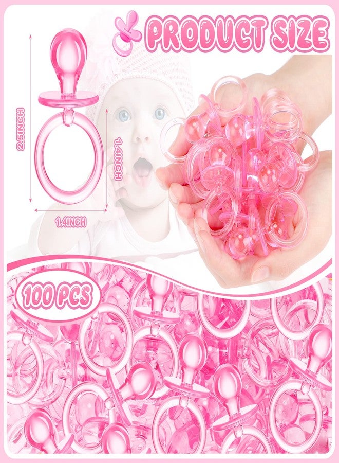 Coume 100 Pcs 2.5 Inch Baby Shower Pacifiers Acrylic Mini Baby Pacifiers Gifts Gender Reveal Party Favors for Gender Neutral Game Birthday Supplies(Pink) - Image 3