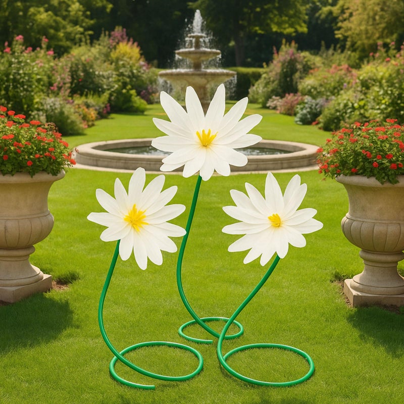 Maysing 3 Pcs 5 ft Large Daisy Flowers Giant Artificial White Daisy Standing Huge Handcrafted Flowers Decoration for Garden Birthday Office Wedding Party Graduation Shop Window Display - Image 4