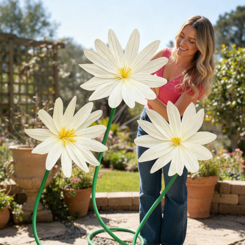 Maysing 3 Pcs 5 ft Large Daisy Flowers Giant Artificial White Daisy Standing Huge Handcrafted Flowers Decoration for Garden Birthday Office Wedding Party Graduation Shop Window Display - Image 3