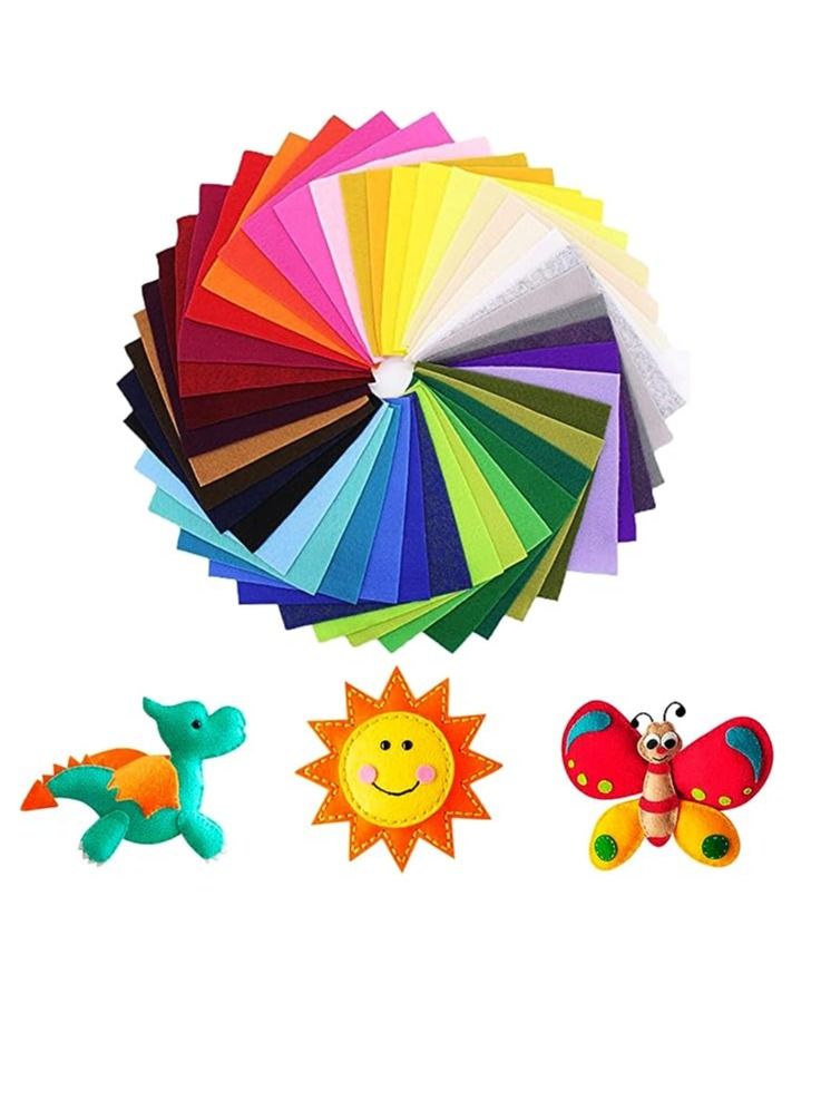 Terabyte KASTWAVE Felt Fabric Sheets, Arts Crafts Assorted Colors Squares Textile Fabrics DIY Craftwork for Flowers Coasters Jewelry Stickers 40pcs - Image 2