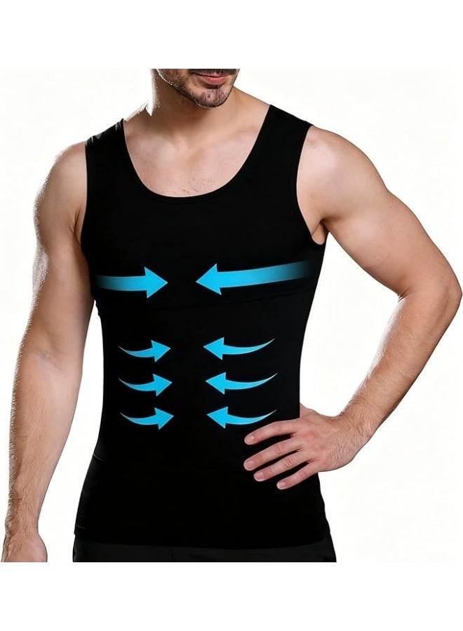 سترة تنحيف وضغط للجسم للرجال – قميص تخسيس فوري لتشكيل الجسم وإبراز القوام – تيشيرت ضاغط مريح للاستخدام اليومي والرياضة - Image 1