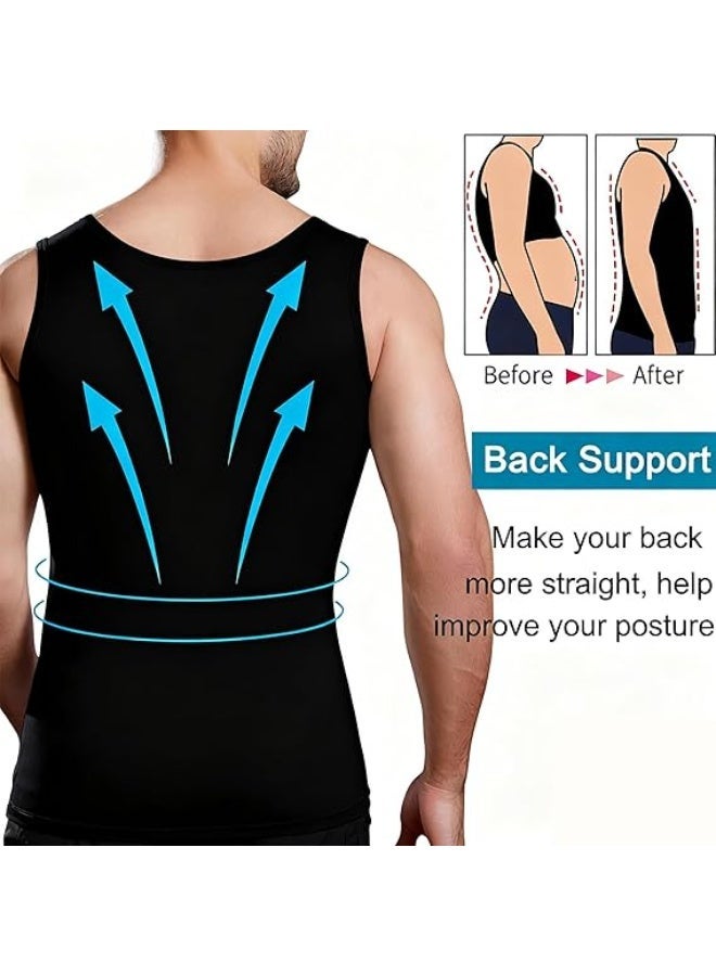 سترة تنحيف وضغط للجسم للرجال – قميص تخسيس فوري لتشكيل الجسم وإبراز القوام – تيشيرت ضاغط مريح للاستخدام اليومي والرياضة - Image 3
