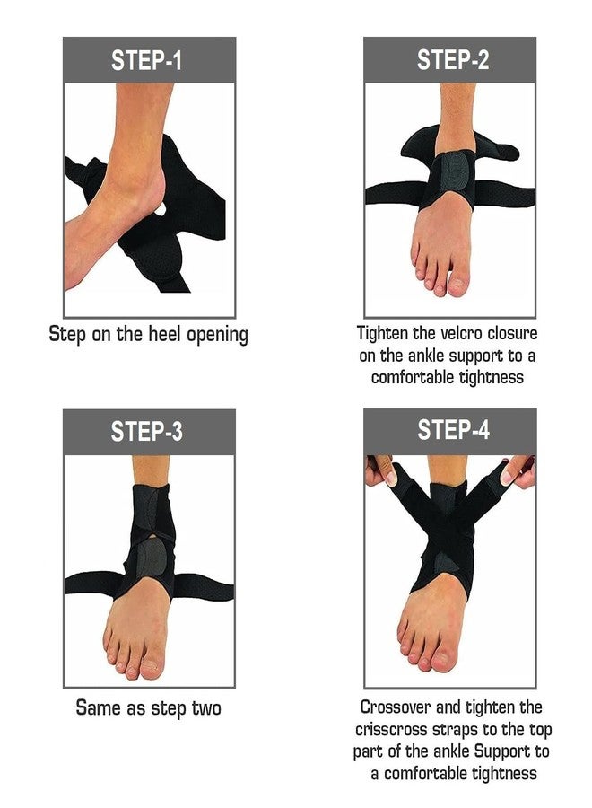 HAPPINY Universal Ankle Support for Pain Relief, Adjustable Ankle Protection Guard for Injuries, Ankle Compression Brace, Neoprene Ankle Support Brace for Foot Care, Sprain, Injury, Swelling & Pain Relief, Ankle Brace for Men & Women, 1 Pair (Black) (Free Size) - Image 4