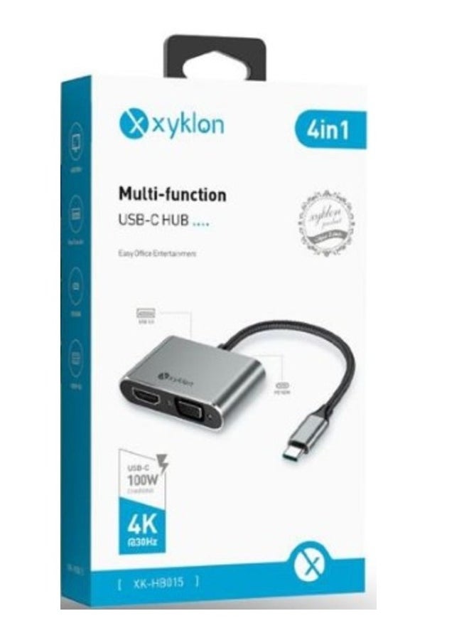 Admos - PowerExpand 4-In-1 Multifunction USB-C Hub Grey - Image 1