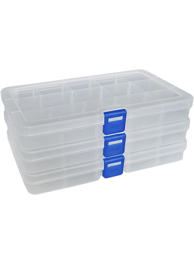 DUOFIRE Plastic Organizer Container Storage Box Adjustable Divider Removable Grid Compartment for Jewelry Beads Earring Container Tool Fishing Hook Small Accessories (15 grids, White X 3) - Image 4