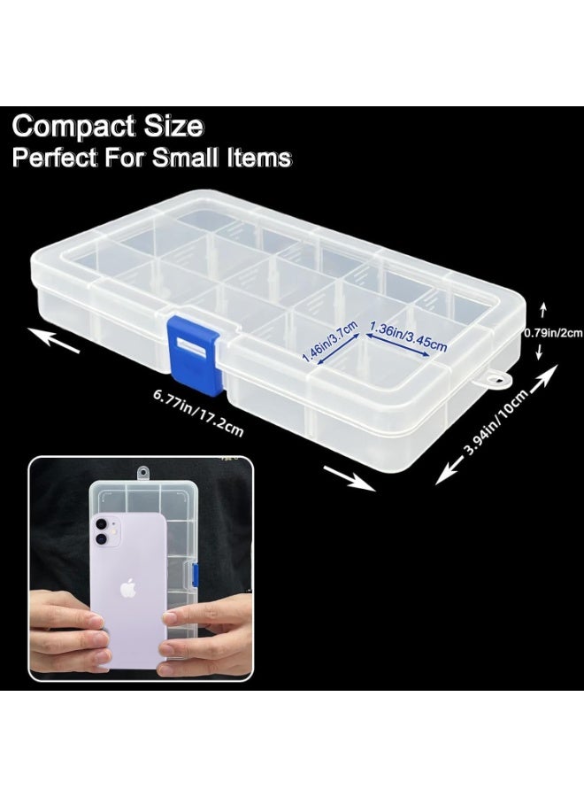 DUOFIRE Plastic Organizer Container Storage Box Adjustable Divider Removable Grid Compartment for Jewelry Beads Earring Container Tool Fishing Hook Small Accessories (15 grids, White X 3) - Image 2