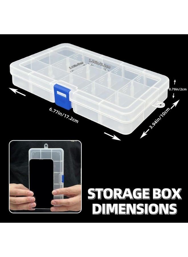 DUOFIRE Plastic Organizer Container Storage Box Adjustable Divider Removable Grid Compartment for Jewelry Beads Earring Container Tool Fishing Hook Small Accessories (15 grids, White X 3) - Image 3