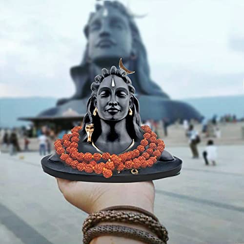 A & S VENTURES Polyester Adiyogi Statue with Rudraksha Mala,Tilak Adiyogi Moon On Head Miniature Murti for Car Dash Board, Home Puja & Gift,Decore,Home & Office Temple,Shivratri Saawan,10.2 cm, 6.4 cm - Image 4