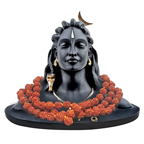 A & S VENTURES Polyester Adiyogi Statue with Rudraksha Mala,Tilak Adiyogi Moon On Head Miniature Murti for Car Dash Board, Home Puja & Gift,Decore,Home & Office Temple,Shivratri Saawan,10.2 cm, 6.4 cm - Image 1
