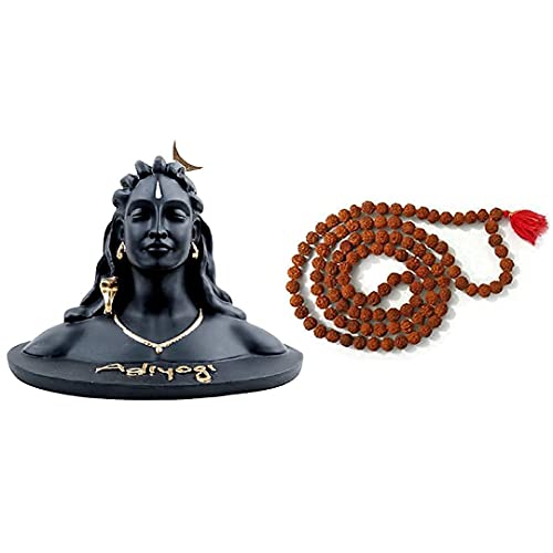 A & S VENTURES Polyester Adiyogi Statue with Rudraksha Mala,Tilak Adiyogi Moon On Head Miniature Murti for Car Dash Board, Home Puja & Gift,Decore,Home & Office Temple,Shivratri Saawan,10.2 cm, 6.4 cm - Image 2