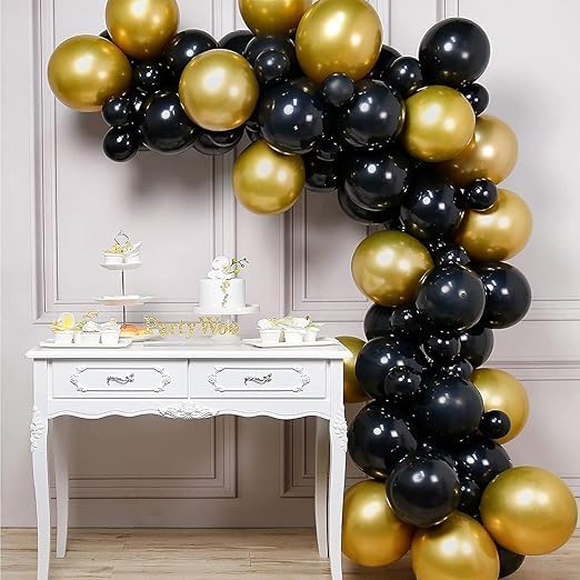 BRIJBAZAAR 25 pcs Golden and Black Chrome Balloons for Birthday decoration celebration Anniversary baby shower Girls Boys Men Women - Image 4