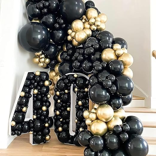 BRIJBAZAAR 25 pcs Golden and Black Chrome Balloons for Birthday decoration celebration Anniversary baby shower Girls Boys Men Women - Image 2