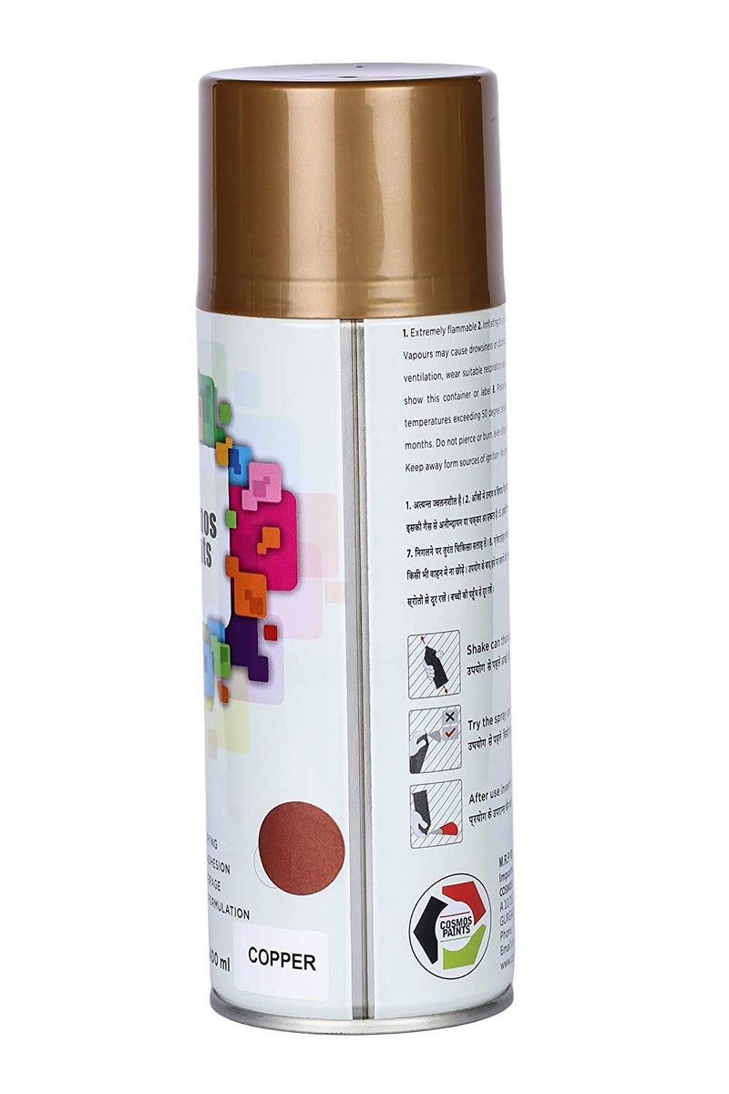 Cosmos Paints Metallics 140 Copper Spray Paint, Gloss Finish (400 Ml) | Quick Dry & No-Drip Wide Spray Cap System For Cars, Bikes & Metal, Wood, Plastic, Diy, Home Décor, Art & Craft - Image 2