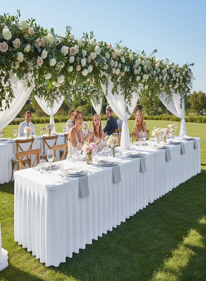 HolidayIdeas White Spandex Table Covers 6 Foot, Fitted Stretch Table Skirts 30x72 Inch, Wrinkle-Free Floor Length Polyester Tablecloths for Weddings Parties Banquets Events,4 Pack - Image 3