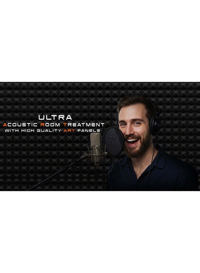 Acoustic Motion Acoustic Foam Panels-Sound Proof PYRAMIDS Panel With Self-Adhesive Set Of 12 3X30X30Cm Dark Grey Stylish Acoustic Panels Basic For studio,recording,home,office,Acoustic Room Treatment - Image 4