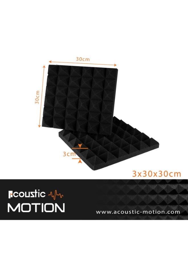 Acoustic Motion Acoustic Foam Panels-Sound Proof PYRAMIDS Panel With Self-Adhesive Set Of 12 3X30X30Cm Dark Grey Stylish Acoustic Panels Basic For studio,recording,home,office,Acoustic Room Treatment - Image 3