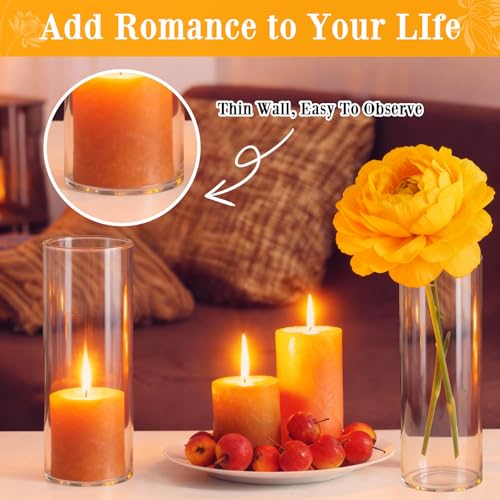 Tigvio 12 Pack 6.5" Tall x 2.4" Diameter Clear Glass Cylinder Vases-Flower Vases for Centerpieces, Hurricane & Floating Candle Holders for Weddings, Parties, Home Decor,Table Displays - Image 4