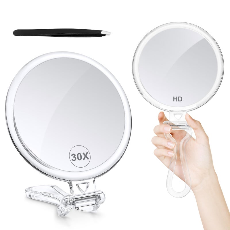 B Beauty Planet B Beauty Planet 30X Magnifying Mirror for Travel with Handle DoubleSided 1X30X Magnification Hand Mirror for MakeupTravel Mirror for Desk 5 Inches 