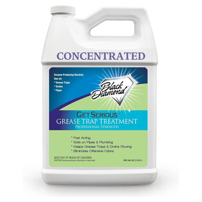 Black Diamond Stoneworks GET SERIOUS Grease Trap Treatment Commercial Enzyme Drain Opener Odor Control Enzyme for Grease Trap Cleaner and Maintenance Eliminates BuildUp Odor and drain grease