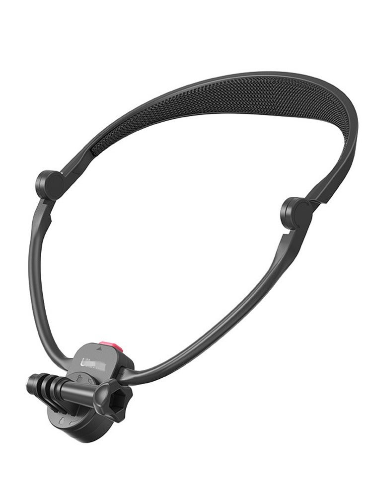 Action Camera Neck Mount Bracket for POV/VLOG, Extendable Selfie Neck Holder Mount Kit for Cycling/Travel, Compatible with GoPro MAX Hero, DJI, SJCAM, and Cell Phone (Black)  - Image 1