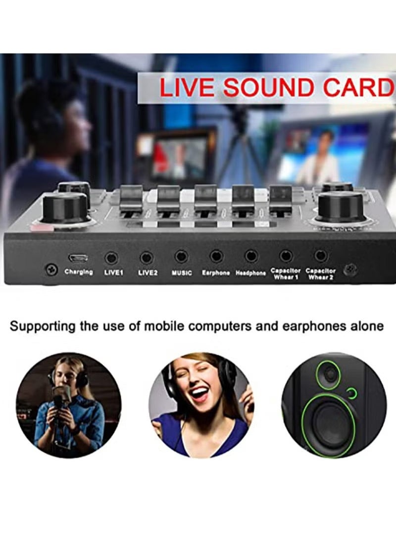 Generic V9 Sound Card & BM800 Pro Microphone Bundle for Advanced Broadcasting,Bluetooth Sound Mixer Live Sound Card For Live Broadcast Streaming and Games  - Image 3