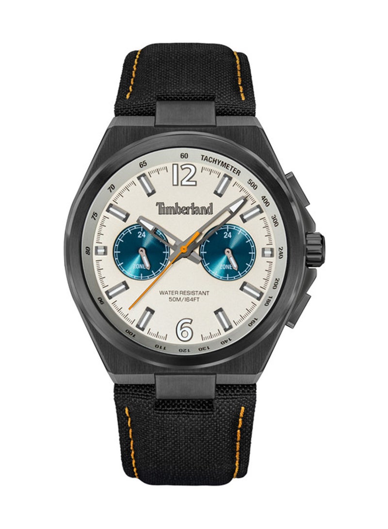 Timberland Men Jonesboro Cream Dial Nylon Strap Multifunction Watch for Men, 44mm - Image 1