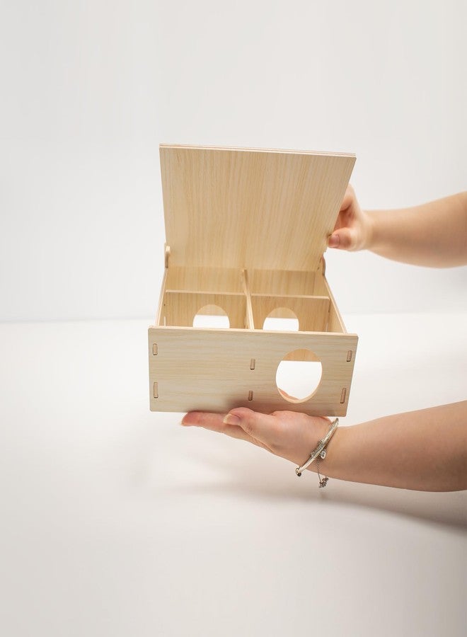 Xiylon Multi-Chamber Wooden Hamster Hideout & Tunnel - Durable, Ventilated Natural Wood Cage Accessories for Dwarf, Syrian Hamsters and Small Pets - Image 2
