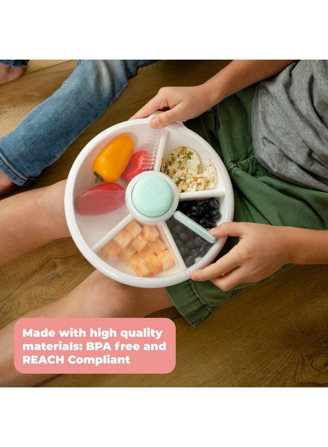 GOBE GoBe Kids Large Snack Spinner Slide Bundle with Hand Strap and Sticker Sheet - Reusable Snack Container with 4 Compartment Dispenser and Lid | BPA/PVC Free | Dishwasher Safe | No Spill - Macaron Blue  - Image 1