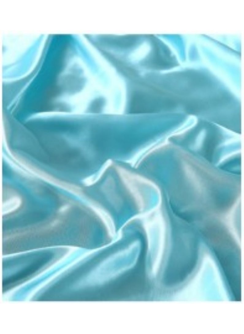 AL RAID King Size Light Blue Pure Silk Bed Sheet Set 4 Pieces Soft and Breathable Luxury Bed Sheet Set Includes 1 Quilt Cover 1 Bed Sheet and 2 Pillow Cases Solid Color 230x250 cm  - Image 4