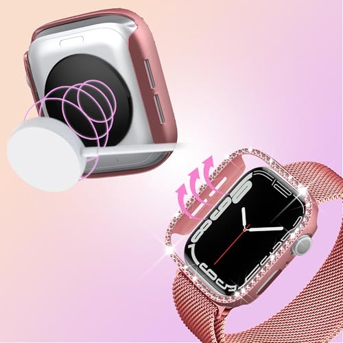 Tiorecime 8 Pack Case for Apple Watch Series 11/10 46mm, Glitter Diamond Glossy Bumper, Bling Rhinestone Hard PC Protective Cover for Women Girl Compatible with iWatch S11/10 46mm Accessories - Image 4