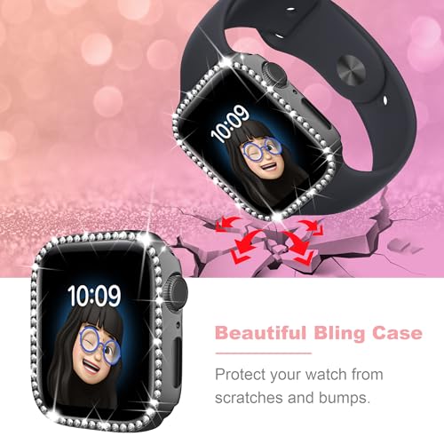Tiorecime 8 Pack Case for Apple Watch Series 11/10 46mm, Glitter Diamond Glossy Bumper, Bling Rhinestone Hard PC Protective Cover for Women Girl Compatible with iWatch S11/10 46mm Accessories - Image 3