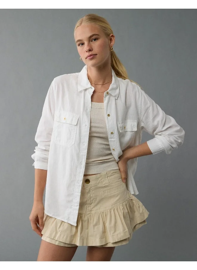 امريكان ايجل AE Weekend Vibes Long-Sleeve Button-Up Shirt