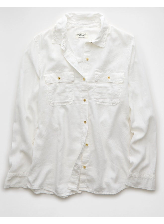 American Eagle AE Weekend Vibes Long-Sleeve Button-Up Shirt  - Image 4
