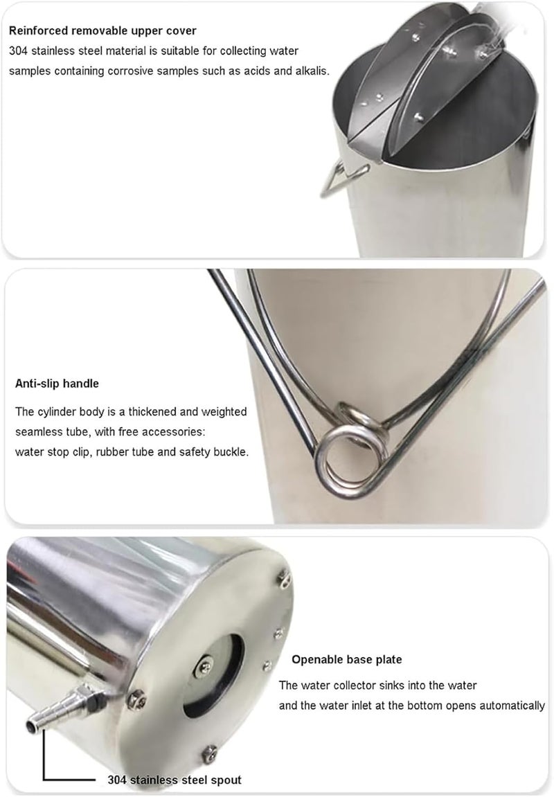 Water Sampler Collector - Durable Stainless Steel Sampling Barrel for Rivers, Lakes, Wastewater, Deep Water - Ideal for Water Quality Testing - Image 5