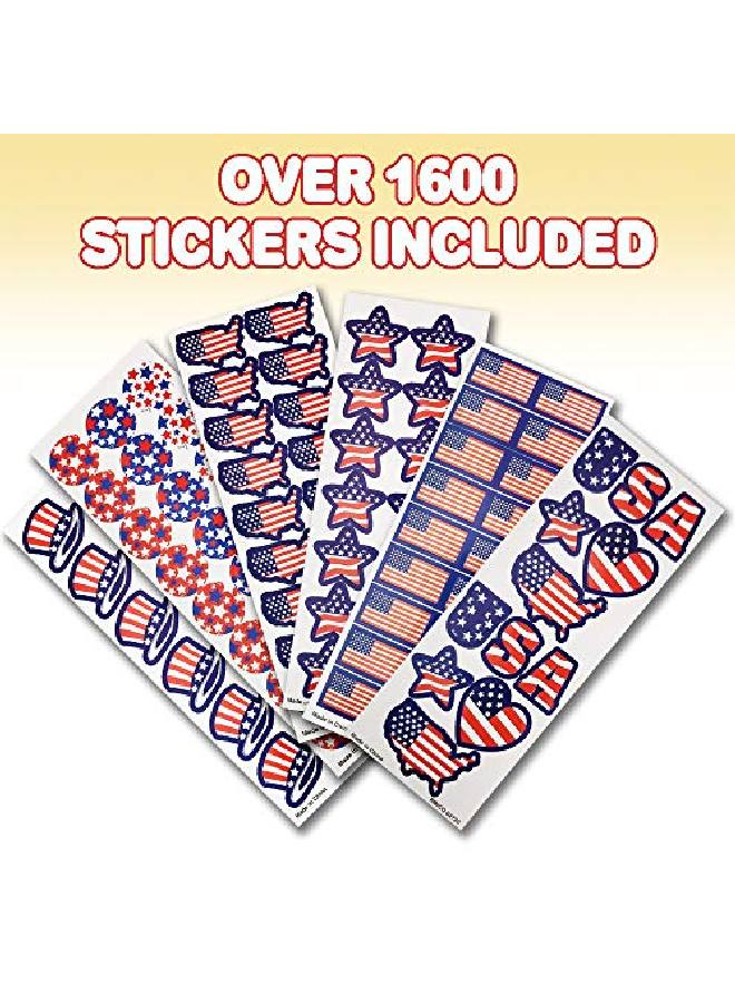 ArtCreativity Assorted Usa Patriotic Stickers 100 Sheets With Over 1600 Stickers Of Us American Flag Map And Stars Red White And Blue Decorations For Fourth Of July Memorial Veterans Day  - Image 2
