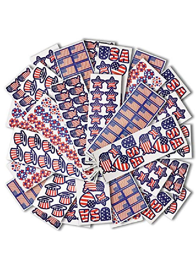 ArtCreativity Assorted Usa Patriotic Stickers 100 Sheets With Over 1600 Stickers Of Us American Flag Map And Stars Red White And Blue Decorations For Fourth Of July Memorial Veterans Day  - Image 1